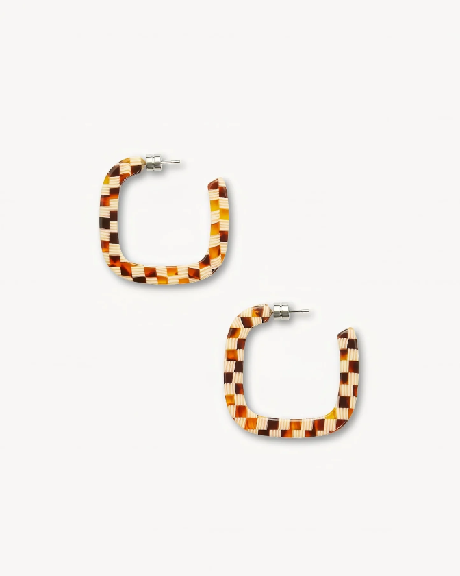 Machete Earrings Midi Square Hoops
