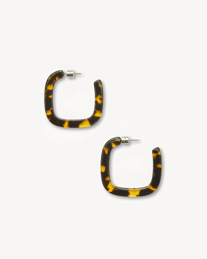 Machete Earrings Midi Square Hoops