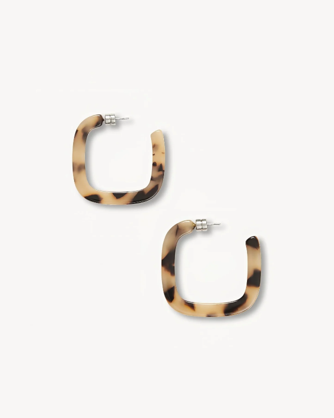 Machete Earrings Midi Square Hoops