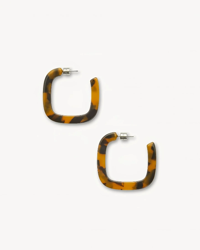 Machete Earrings Midi Square Hoops