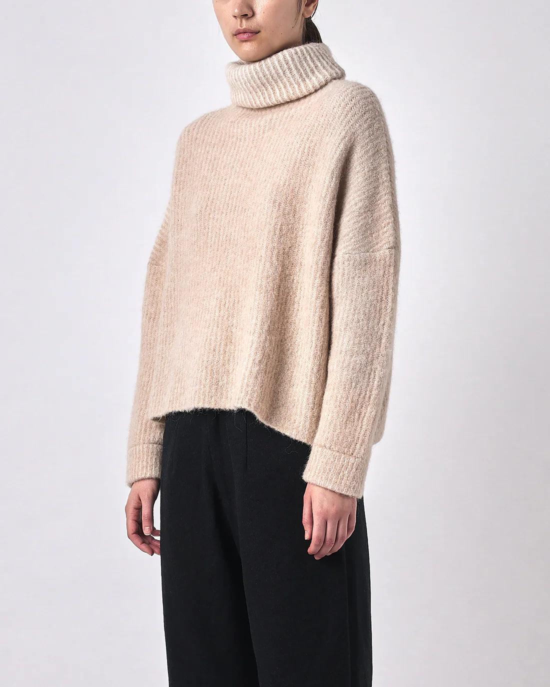 7115 by Szeki Alpaca Striped Turtleneck Sweater
