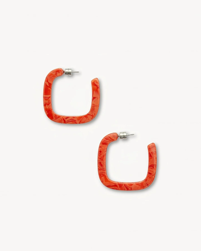 Machete Earrings Midi Square Hoops