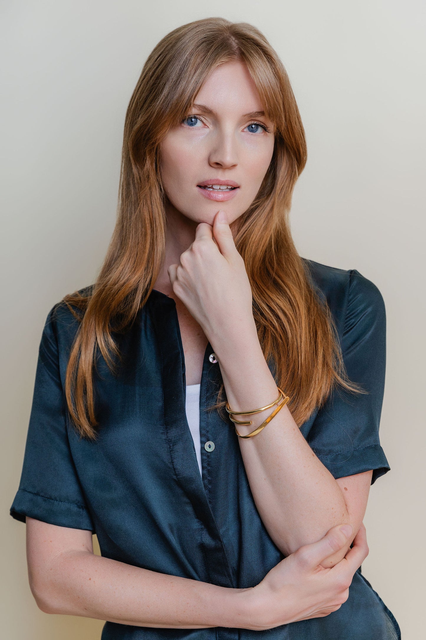 Ali Short Sleeve Blouse in Silk Twill