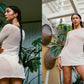 Gil Rodriguez Elektra Grid Mesh Dress