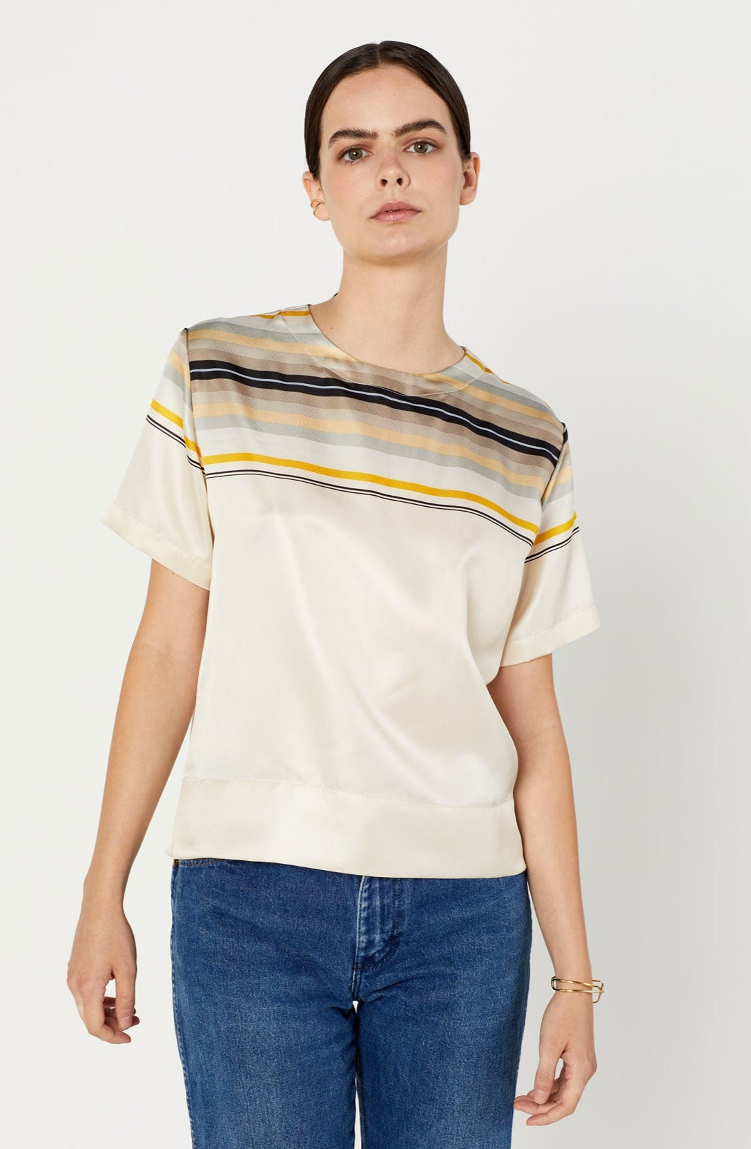 Marta Top in Silk Stripe