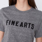 Fine Arts Eco-Jersey T-shirt in Classic Gray with Black. Made in Atlanta, ethically and sustainably, by slow fashion designer Megan Huntz. 