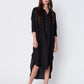Leah Linen Popover Dress in Black. Made in Atlanta, ethically and sustainably, by slow fashion designer Megan Huntz. 