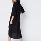 Leah Linen Popover Dress in Black. Made in Atlanta, ethically and sustainably, by slow fashion designer Megan Huntz. 