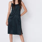 CBK Slip Dress in Ink Green Silk Twill. Made in Atlanta, ethically and sustainably, by slow fashion designer Megan Huntz.