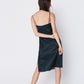 CBK Slip Dress in Ink Green Silk Twill. Made in Atlanta, ethically and sustainably, by slow fashion designer Megan Huntz.