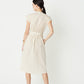 June Cap Sleeve Shirt Dress in Ecru Texture Organic Cotton. Made in Atlanta, ethically and sustainably, by slow fashion designer Megan Huntz. 