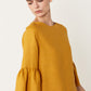 Valentina Top with Ruffle Sleeve in Mango Linen. Made in Atlanta, ethically and sustainably, by slow fashion designer Megan Huntz. 