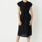 June Cap Sleeve Shirt Dress in Black Texture Organic Cotton. Made in Atlanta, ethically and sustainably, by slow fashion designer Megan Huntz. 