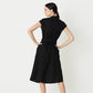June Cap Sleeve Shirt Dress in Black Texture Organic Cotton. Made in Atlanta, ethically and sustainably, by slow fashion designer Megan Huntz. 
