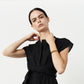 June Cap Sleeve Shirt Dress in Black Texture Organic Cotton. Made in Atlanta, ethically and sustainably, by slow fashion designer Megan Huntz. 