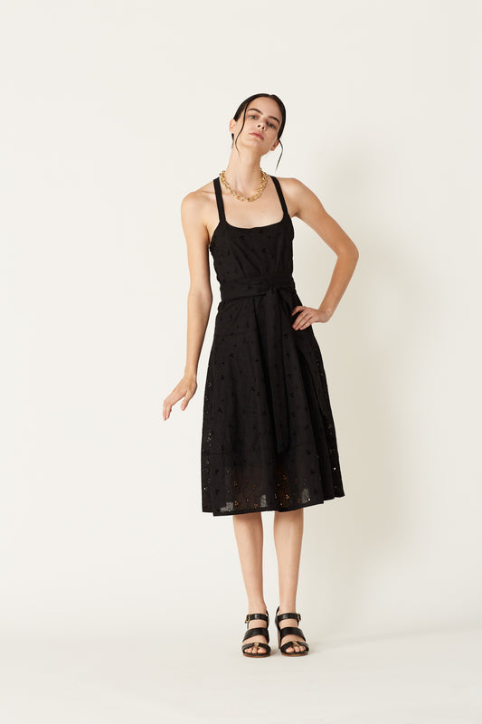 Martha Dress in Black Eyelet Cotton. Shop Megan Huntz is made in Atlanta, ethically and sustainably, by slow fashion designer Megan Huntz. 