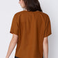 Lane Top in Ocre Raw Silk. Made in Atlanta, ethically and sustainably, by slow fashion designer Megan Huntz. 